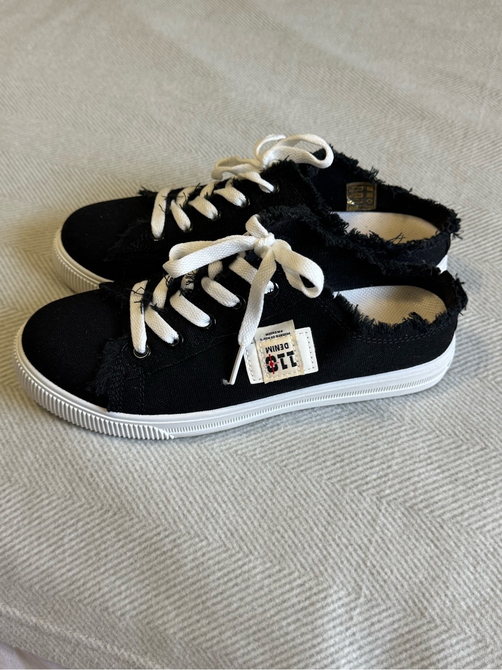 Black Denim Backless Sneakers / Mules - Size 7.5 (Fits Small / Size 8)